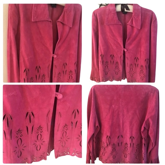 ☃️ Pink Suede Jacket Top Size M - Picture 13 of 13